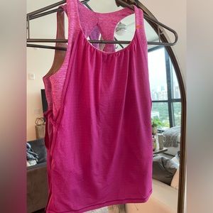 Ivivva Lululemon girls pinkish double layer racer tank with side braid detail, 7